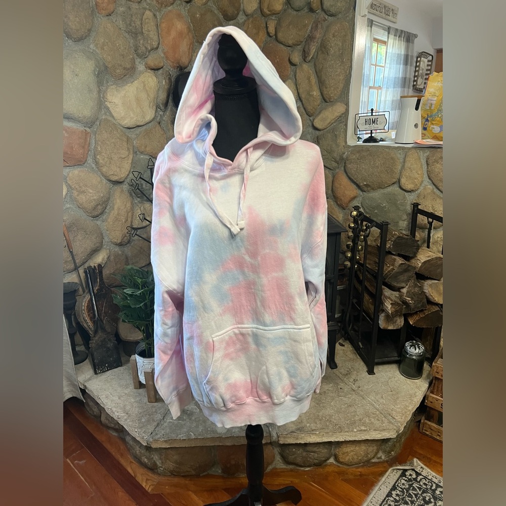 J.O & Co Tie-Dye Pink, White & Blue Women’s Hoodie